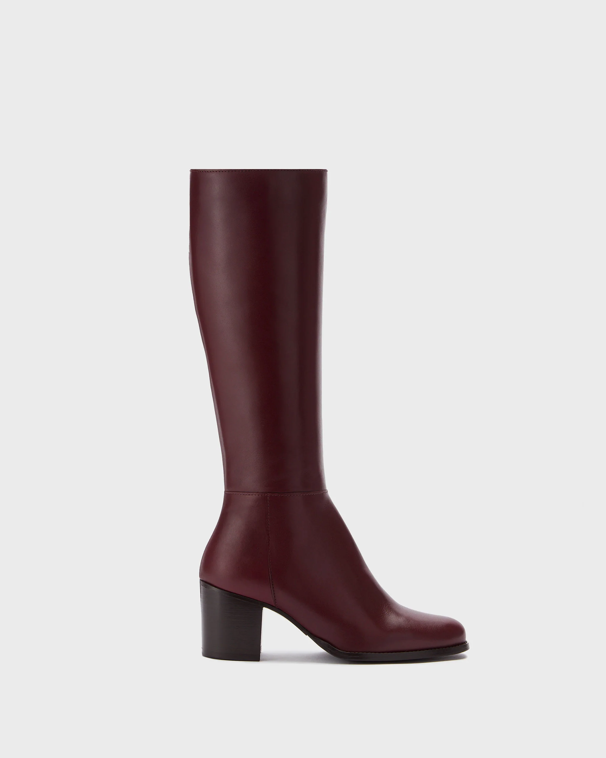 Dalia Petite Knee High Boots in Burgundy Leather - Image 5