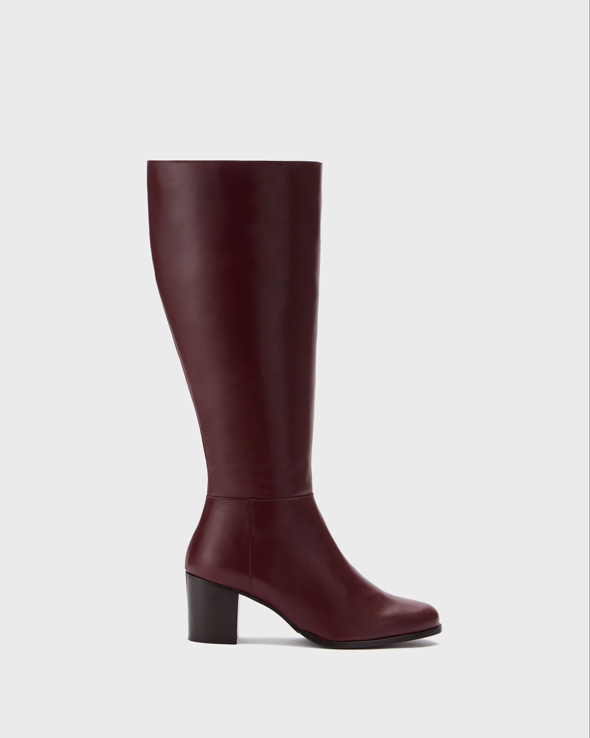 Dalia Standard Knee High Boots in Burgundy Leather - Image 8