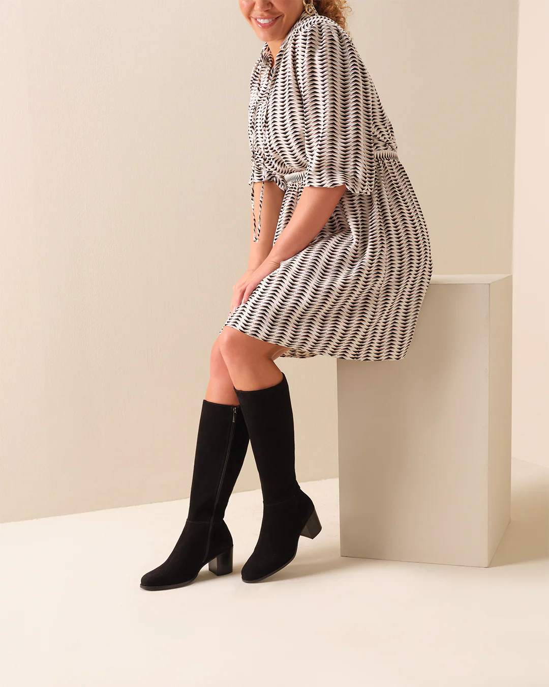 Dalia Tall Knee High Boots in Black Suede - Image 7