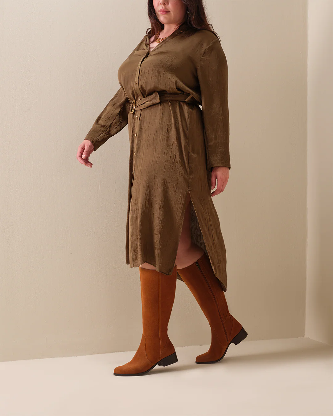 Haltham Standard Knee High Boots in Tan Suede - Image 7